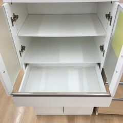 A-773【リユースのサカイ野々市店】ジモティ来店特価‼ ２枚扉食器棚 木製 ホワイト  クリーニング済みの画像