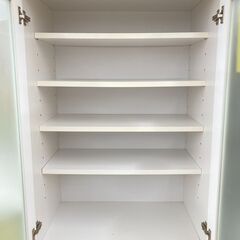 A-778【リユースのサカイ野々市店】ジモティ来店特価‼ ２枚扉食器棚 木製 ホワイト クリーニング済みの画像