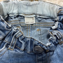 プティマイン デニムパンツ ズボン 80 ブルー リボン付の画像