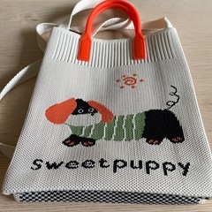 242Sweetpuppy犬刺繍ショルダーバッグD.KELLY ニットポシェットの画像