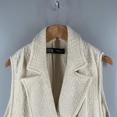 ZARA ザラ ステンカラーコート コットン ホワイト レディース EUR XS【古着】【中古】の画像