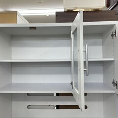 レンジボード 幅90×奥行43×高さ180ｃｍ ホワイト 白 食器棚 キッチン収納  札幌市手稲区の画像