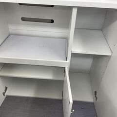 レンジボード 幅90×奥行43×高さ180ｃｍ ホワイト 白 食器棚 キッチン収納  札幌市手稲区の画像