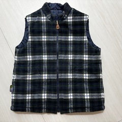 familiar ベスト　リバーシブル　120 ネイビー×チェック　ファミリアの画像