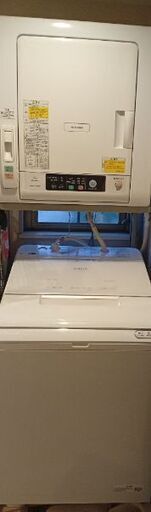 【実動品】洗濯機＋【不動品】乾燥機＋設置台