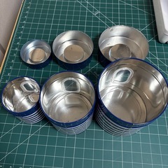 中が見える筒の収納雑貨 ブリキ缶 大中小の3つセットの画像