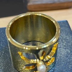 D7053【ミキモト】スカーフリング ゴールド パールの画像