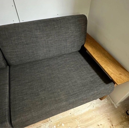 北欧 天然木木製フレーム 3人掛けソファ グレー