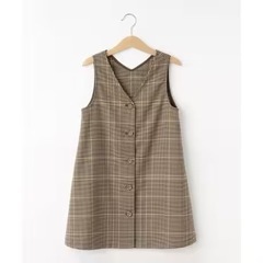 【リンクコーデ】チェックジャンバースカート（120cm）の画像