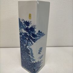 西峰謹製 山水 四角花瓶 桐箱付 通信記念日 受賞記念 花器 陶器 和風 伝統工芸 インテリア 置物 和モダン 山水画251208-5Tの画像