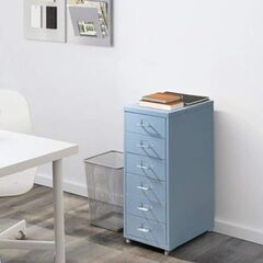 IKEA(イケア) HELMER ブルー 引き出しユニット キャスター付きの画像