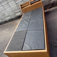 シングル ベッド+フレーム 収納 大容量 引き出し 引出し付き  フルオープンレール ライト付き コンセント付き おしゃれ の画像