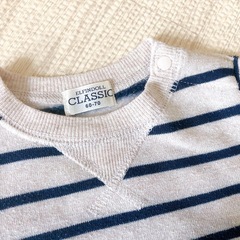 ボーダー柄トレーナー　60-70サイズ　裏起毛の画像