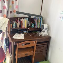 実木製ダイニングテーブル＋実木製デスクのセットの画像