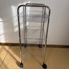スチールラック 3段 シルバー キャスター付きの画像
