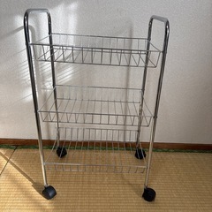 スチールラック 3段 シルバー キャスター付きの画像