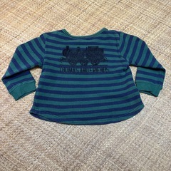 petit mine プティマイン ボーダーカットソー 90 グリーン ネイビー　トーマスコラボの画像