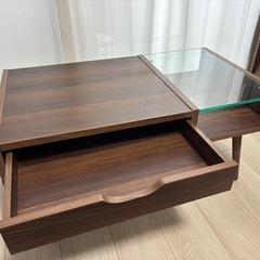 受け取り確定・ローテーブル　ブラウン×ガラスの画像