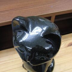 猫 御影石 黒猫 猫の置物 ウェルカムキャット 高さ36cm 縁起物 石像 彫刻 札幌 手稲の画像