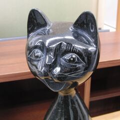 猫 御影石 黒猫 猫の置物 ウェルカムキャット 高さ36cm 縁起物 石像 彫刻 札幌 手稲の画像