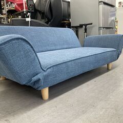 2人掛け リクライニングソファ 幅144cm  ソファベッド ２人掛けソファ ソファ ブルー 青 札幌市手稲区の画像