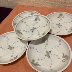 海の中の魚　泡ぶく　小皿５枚の画像