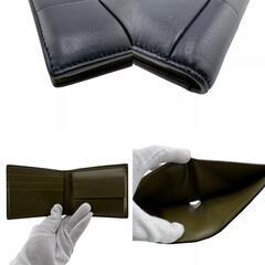 ボッテガヴェネタ BOTTEGAVENETA 二つ折り財布 マキシイントレチャート カセット コンパクトウォレット ネイビーの画像