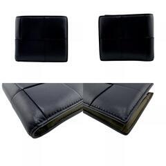 ボッテガヴェネタ BOTTEGAVENETA 二つ折り財布 マキシイントレチャート カセット コンパクトウォレット ネイビーの画像