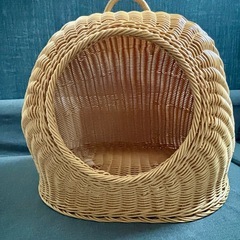 ラタン製猫用ハウス 中型 ベージュの画像