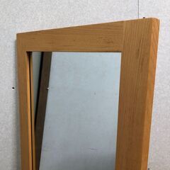 木製 全身姿見 折りたたみ式 スタンドミラー ナチュラルカラー 全身ミラー 姿見鏡 ドレッサー 玄関 寝室用　250809-9の画像