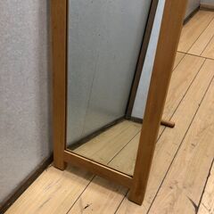 木製 全身姿見 折りたたみ式 スタンドミラー ナチュラルカラー 全身ミラー 姿見鏡 ドレッサー 玄関 寝室用　250809-9の画像