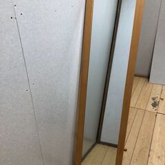 木製 全身姿見 折りたたみ式 スタンドミラー ナチュラルカラー 全身ミラー 姿見鏡 ドレッサー 玄関 寝室用　250809-9の画像