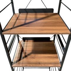  キッチンラック ニトリ シンプル 棚 スチール 木製天板 ブラウン 多目的 2段 ★S3513Aの画像