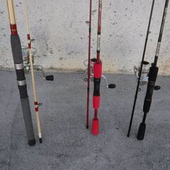 釣竿3本セット　リール付き　1800mm×2本・2750mm×1本　子供・初心者にどうぞの画像