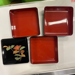 重箱 三段重 鉄せん 黒 共足 花絵柄の画像