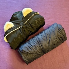 クマ耳 抱っこ紐ケープ 防寒ケープ　ベビーカーフットマフ ノルディック柄 の画像