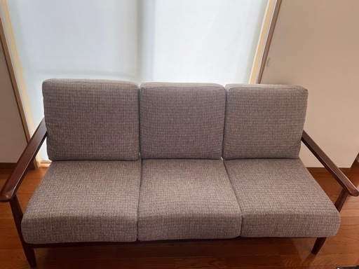 ニトリ 3人掛け布張りソファ マイス ベージュ/ライトブラウン