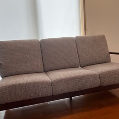 ※ご相談中※ニトリ　3人掛け布張りソファ　マイス　ベージュ/ライトブラウンの画像