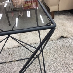 【ガラス天板のサイドテーブル】花台 サイドテーブル コンソールテーブル 飾り台 ナイトテーブル　アイアンフレーム　ガラス天板 の画像