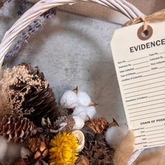 ドライフラワー木の実　編みかごフラワーアレンジメント　ハンドメイドの画像