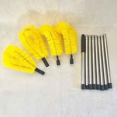 新品未使用　野外掃除用具　雨どいクリーニングブラシ　硬いブラシ　伸縮ポール　ブラシ4本の画像