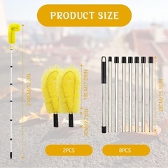 新品未使用　野外掃除用具　雨どいクリーニングブラシ　硬いブラシ　伸縮ポール　ブラシ4本の画像