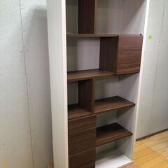 サンウッディ シェルフ ルック LOOK 85 ブックラック 扉付き 収納棚 本棚 北欧風 木製家具 オープンラック モダン　【糸島市内 送料無料】112901-2-010の画像