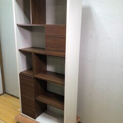 サンウッディ シェルフ ルック LOOK 85 ブックラック 扉付き 収納棚 本棚 北欧風 木製家具 オープンラック モダン　【糸島市内 送料無料】112901-2-010の画像