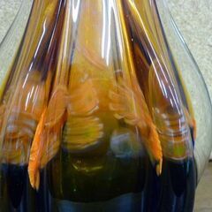 ☆MALTI GLASS 花瓶 フラワーベース 高さ270mm 幅150mm マルティグラス オレンジ 琥珀色 アンバー マローペ柄 花器 元箱付き ガラス 工芸品 札幌市 豊平区 平岸店の画像