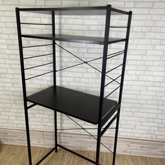 レンジラック　スライド棚付き　ブラックの画像