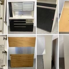 パモウナ キッチンボード 幅160 ソフトクローズ ダイヤモンドハイグロス ブラック 食器棚 レンジ台 中古家具 店頭引取歓迎 R10281の画像