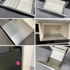 パモウナ キッチンボード 幅160 ソフトクローズ ダイヤモンドハイグロス ブラック 食器棚 レンジ台 中古家具 店頭引取歓迎 R10281の画像