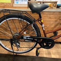 【チェーン新品！】 LEDオートライト　6段変速　26インチ自転車　ブラウンの画像