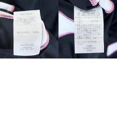 アシックス ハーフジップ 半袖 卓球 ユニフォーム ゲームシャツ XO ブラック ピンク レディース asicsの画像